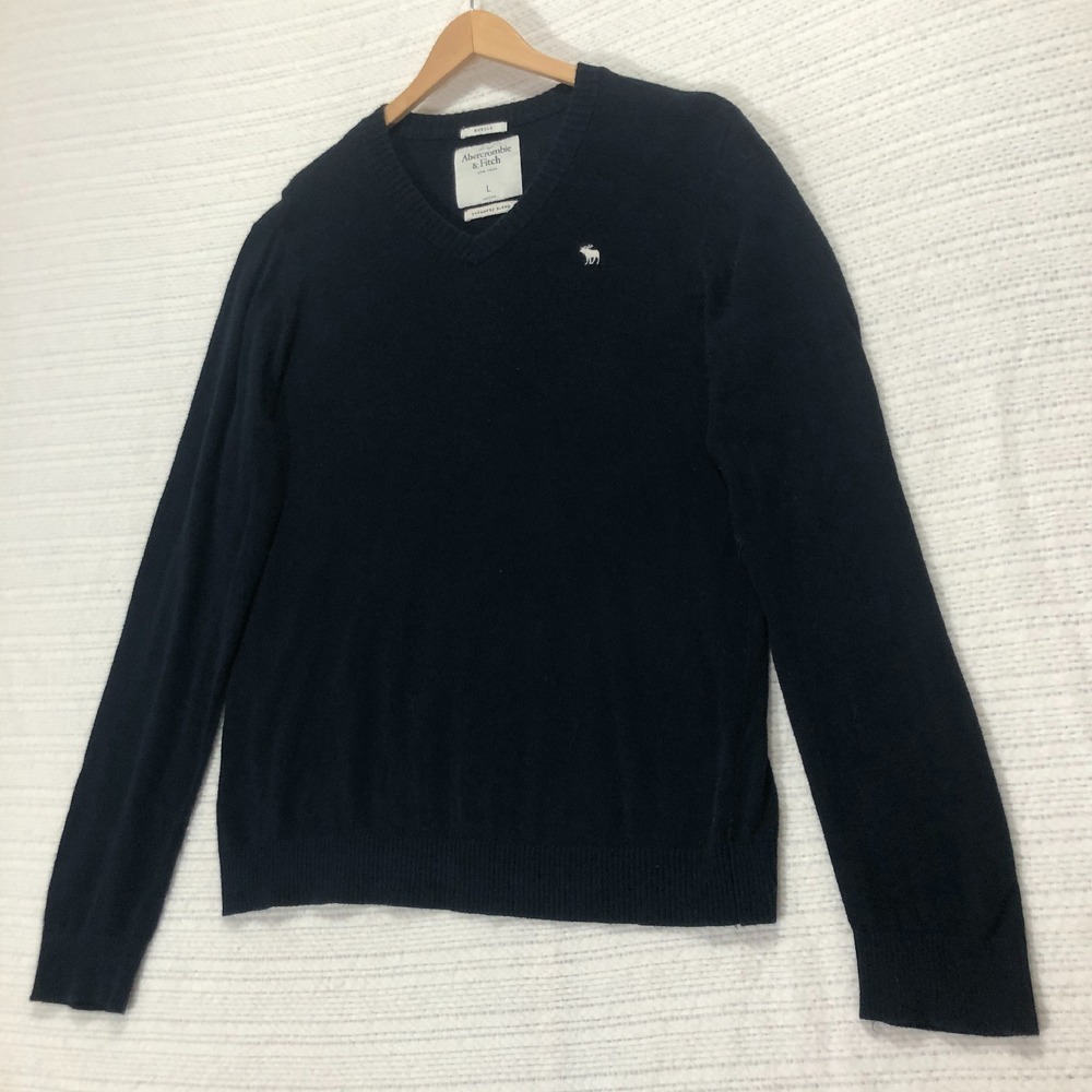 Abercrombie & Fitch Cashmere Blend V-Neck Sweater Muscle Fit Size Large